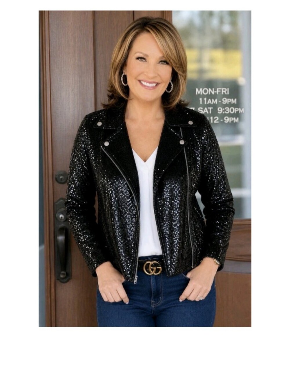Colleen Lopez Black Luxe Sequin Moto Jacket Size 3x NWT